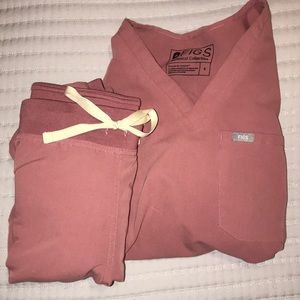 Mauve Figs Scrub SET Top Pants Small Regular